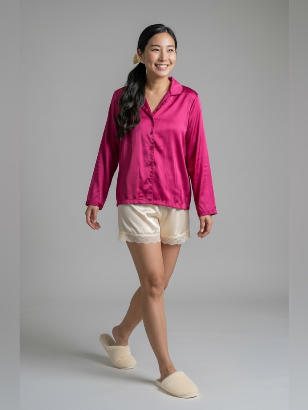 Gilligan O’malley Red Satin button down Pajama shirt blouse